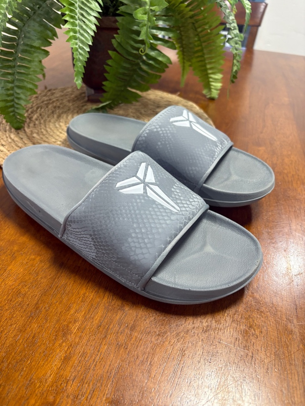 Nike Light Gray Padded Slide Sandals